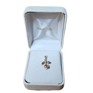 14k Yellow Gold Dainty Rose Flower Charm Or  Pendant